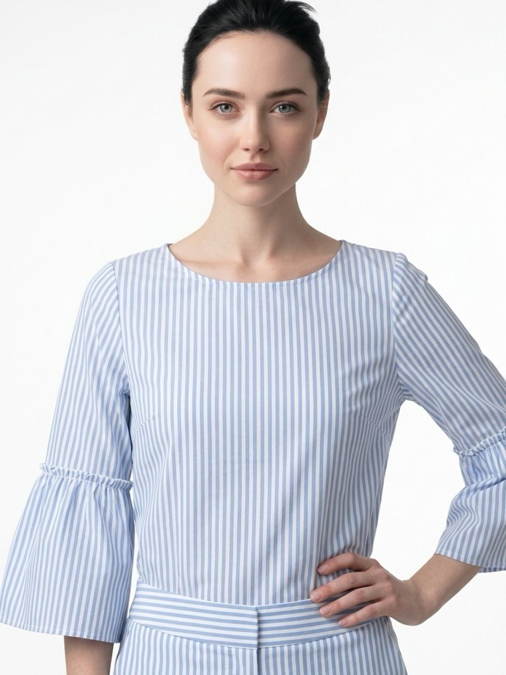 VINEYARD VINES | Blue & White Stripe Bell Sleeve Top Women’s Size X-Small